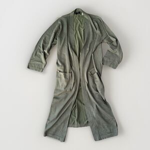 Tahari Womens Plus Size 1X Sage Green Long Duster Cardigan Open Front Pockets